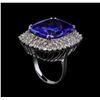 Image 4 : GIA Cert 22.59 ctw Tanzanite and Diamond Ring - 14KT White Gold