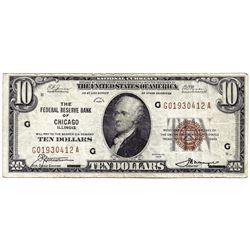 1929 $10 Chicago IL Federal Reserve Bank Note