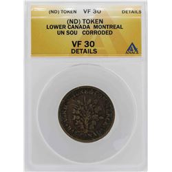 ND Canada-Montreal Un Sou Coin ANACS VF30 Details