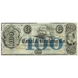 1800's $100 Canal & Banking Co., New Orleans, LA Obsolete Bank Note