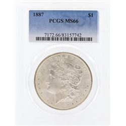 1887 $1 Morgan Silver Dollar Coin PCGS MS66