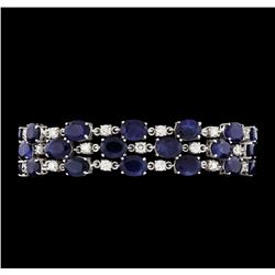 55.52 ctw Sapphire and Diamond Bracelet - 14KT White Gold