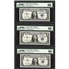 Image 1 : Lot of (3) Consecutive 1957 $1 Silver Certificate Notes PMG Gem Uncirculated 66E
