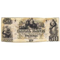 1800's $50 Canal Bank, New Orleans, LA Obsolete Bank Note