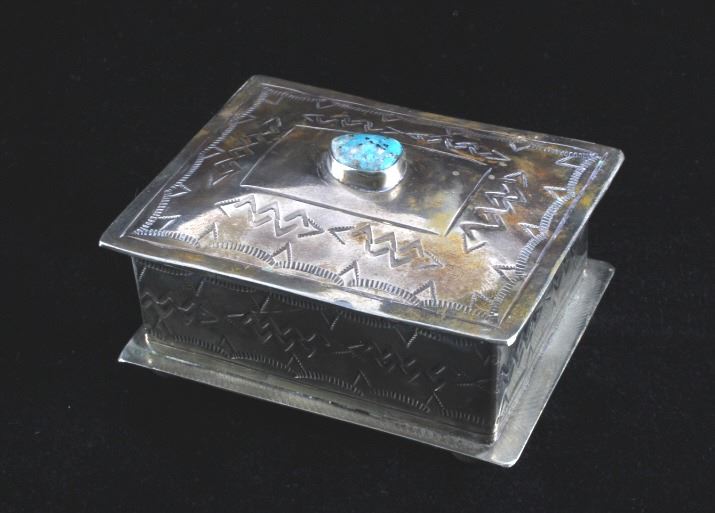 Navajo Sterling Silver Turquoise Jewelry Box