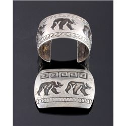 Signed Navajo Sterling Silver Belt Buckle & Cuff