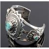 Image 3 : Signed Navajo Sterling Silver Turquoise Cuff