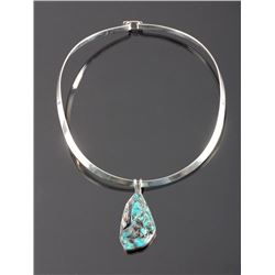 Navajo Sterling Silver Turquoise Nugget Necklace