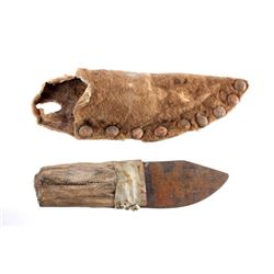Plains Indian Buffalo Skinning Knife & Sheath