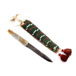 Blackfoot Beaded Sheath & Bowie Knife c. 1880