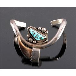 Navajo Sterling Silver Turquoise Bear Claw Cuff