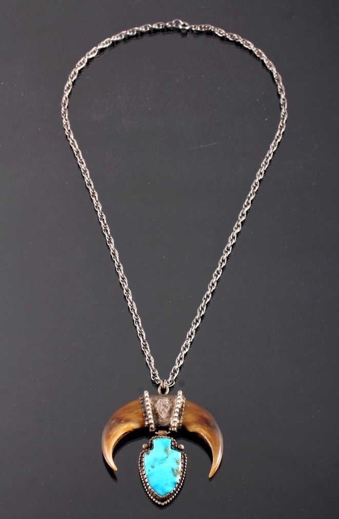 Navajo Sterling Turquoise Bear Claw 
