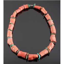 Navajo Coral & Turquoise Nugget Necklace