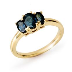 1.0 CTW Blue Sapphire Ring 10K Yellow Gold - REF-19W3F - 12640