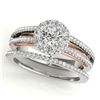 Image 1 : 0.92 CTW Certified VS/SI Diamond 2Pc Set Solitaire Halo 14K White & Rose Gold - REF-121W8F - 31029