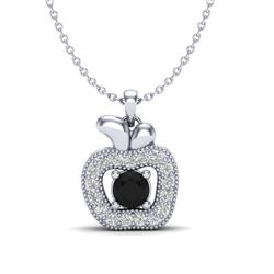 0.30 CTW VS/SI Diamond Micro Pave Halo Necklace 18K White Gold - REF-35M6H - 20375