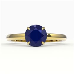 2 CTW Sapphire Designer Inspired Solitaire Engagement Ring 18K Yellow Gold - REF-35A3X - 22241
