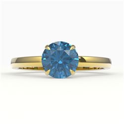 2 CTW London Blue Topaz Inspired Solitaire Engagement Ring 18K Yellow Gold - REF-36H2A - 22230