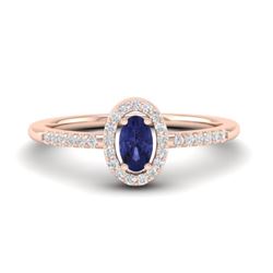 0.43 CTW Tanzanite & Micro Pave VS/SI Diamond Ring Halo 14K Rose Gold - REF-31A3X - 21396