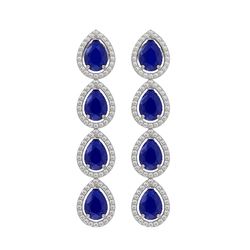 10.2 CTW Sapphire & Diamond Halo Earrings 10K White Gold - REF-155W5F - 41144