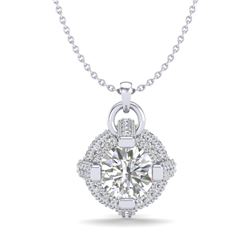 1.57 CTW VS/SI Diamond Micro Pave Stud Necklace 18K White Gold - REF-229K3W - 36953