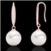 Image 2 : 0.18 CTW Micro VS/SI Diamond & Pearl Designer Earrings 14K Rose Gold - REF-30A9X - 22637