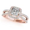 Image 2 : 1.02 CTW Certified VS/SI Princess Diamond 2Pc Set Solitaire Halo 14K Rose Gold - REF-149X5T - 31341