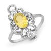 Image 1 : 0.81 CTW Citrine & Diamond Ring 10K White Gold - REF-16Y9K - 12927