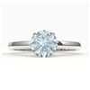 Image 1 : 2 CTW Sky Blue Topaz Designer Solitaire Engagement Ring 18K White Gold - REF-36Y2K - 22246