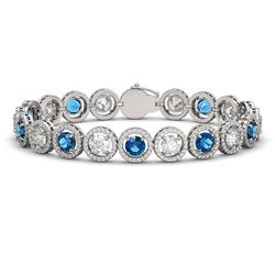 15.35 CTW Blue & White Diamond Designer Bracelet 18K White Gold - REF-3455Y5K - 42680