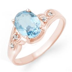 1.26 CTW Blue Topaz & Diamond Ring 18K Rose Gold - REF-31M8H - 12352