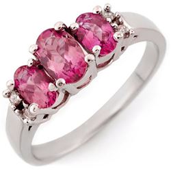 1.16 CTW Pink Sapphire & Diamond Ring 14K White Gold - REF-31A3X - 14348