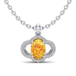 1.75 CTW Citrine & Micro Pave VS/SI Diamond Necklace 10K White Gold - REF-29T5M - 20628