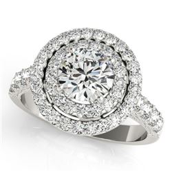 3 CTW Certified VS/SI Diamond Solitaire Halo Ring 18K White Gold - REF-796W4F - 26886