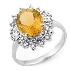 3.45 CTW Citrine & Diamond Ring 18K White Gold - REF-60W2F - 11095