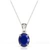 Image 2 : 3.50 CTW Sapphire Designer Inspired Solitaire Necklace 18K White Gold - REF-33M3H - 21880