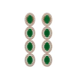 6.47 CTW Emerald & Diamond Halo Earrings 10K Rose Gold - REF-114H2A - 40503