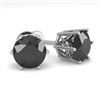 Image 1 : 3.0 CTW Black Certified Diamond Stud Solitaire Earrings 18K White Gold - REF-84W8F - 35853