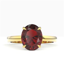 3.50 CTW Garnet Designer Inspired Solitaire Ring 18K Yellow Gold - REF-36W2F - 22064