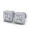 Image 1 : 2.01 CTW Princess VS/SI Diamond Solitaire Art Deco Earrings 18K White Gold - REF-245T5M - 37127