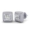 Image 2 : 2.01 CTW Princess VS/SI Diamond Solitaire Art Deco Earrings 18K White Gold - REF-245T5M - 37127