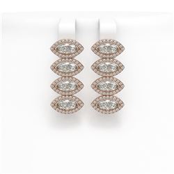 5.92 CTW Marquise Diamond Designer Earrings 18K Rose Gold - REF-1098H8A - 42837