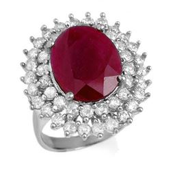 9.83 CTW Ruby & Diamond Ring 18K White Gold - REF-253Y8K - 12985