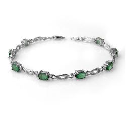 4.11 CTW Emerald & Diamond Bracelet 14K White Gold - REF-66N4Y - 14181