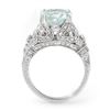 Image 2 : 6.10 CTW Aquamarine & Diamond Ring 14K White Gold - REF-148K5W - 14518