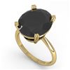 Image 2 : 9.0 CTW Oval Black Diamond Engagement Designer Ring 14K Yellow Gold - REF-202A5X - 38483