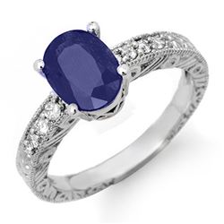 2.58 CTW Blue Sapphire & Diamond Ring 14K White Gold - REF-49A6X - 14355