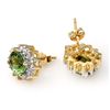 Image 2 : 3.75 CTW Green Tourmaline & Diamond Earrings 14K Yellow Gold - REF-85T5M - 10690