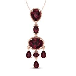 8 CTW Garnet Necklace Designer Vintage 10K Rose Gold - REF-34W4F - 20401