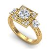 Image 1 : 1.55 CTW VS/SI Diamond Solitaire Art Deco 3 Stone Ring 18K Yellow Gold - REF-272W8F - 37276